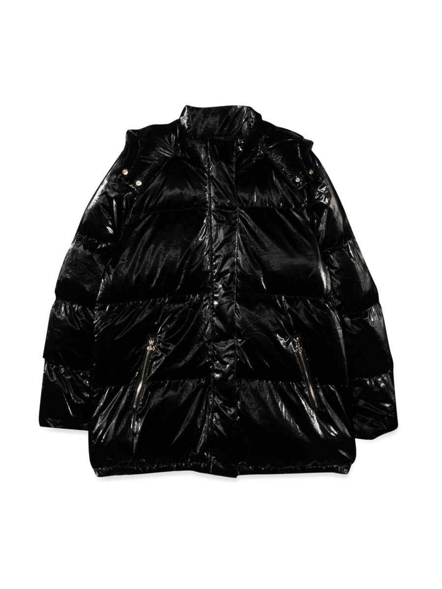 Down Jacket With Hood Black Polyamide - Polyester