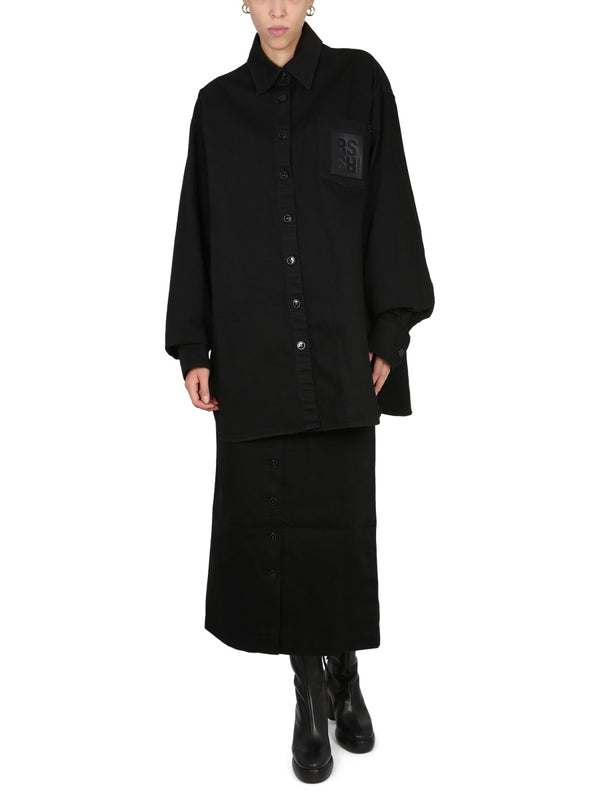 Midi Skirt Black Cotton