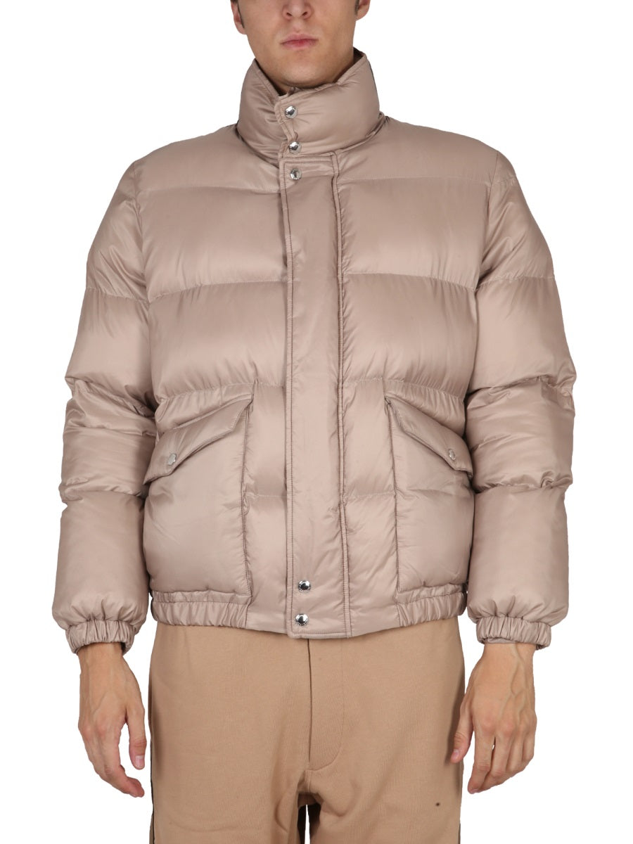 Graffiti Logo Print Down Jacket Beige Polyester