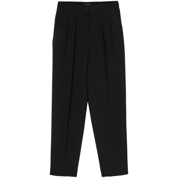 Tapered Trousers Black Silk