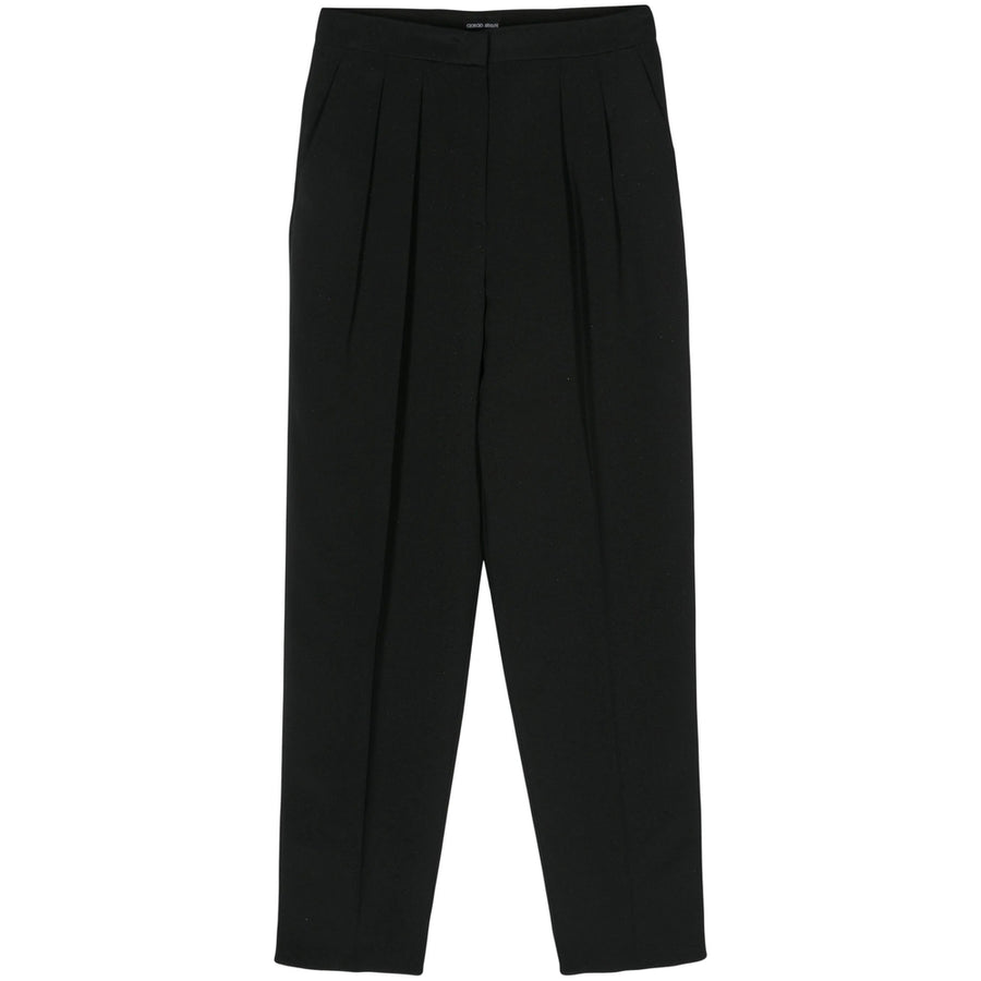 Tapered Trousers Black Silk