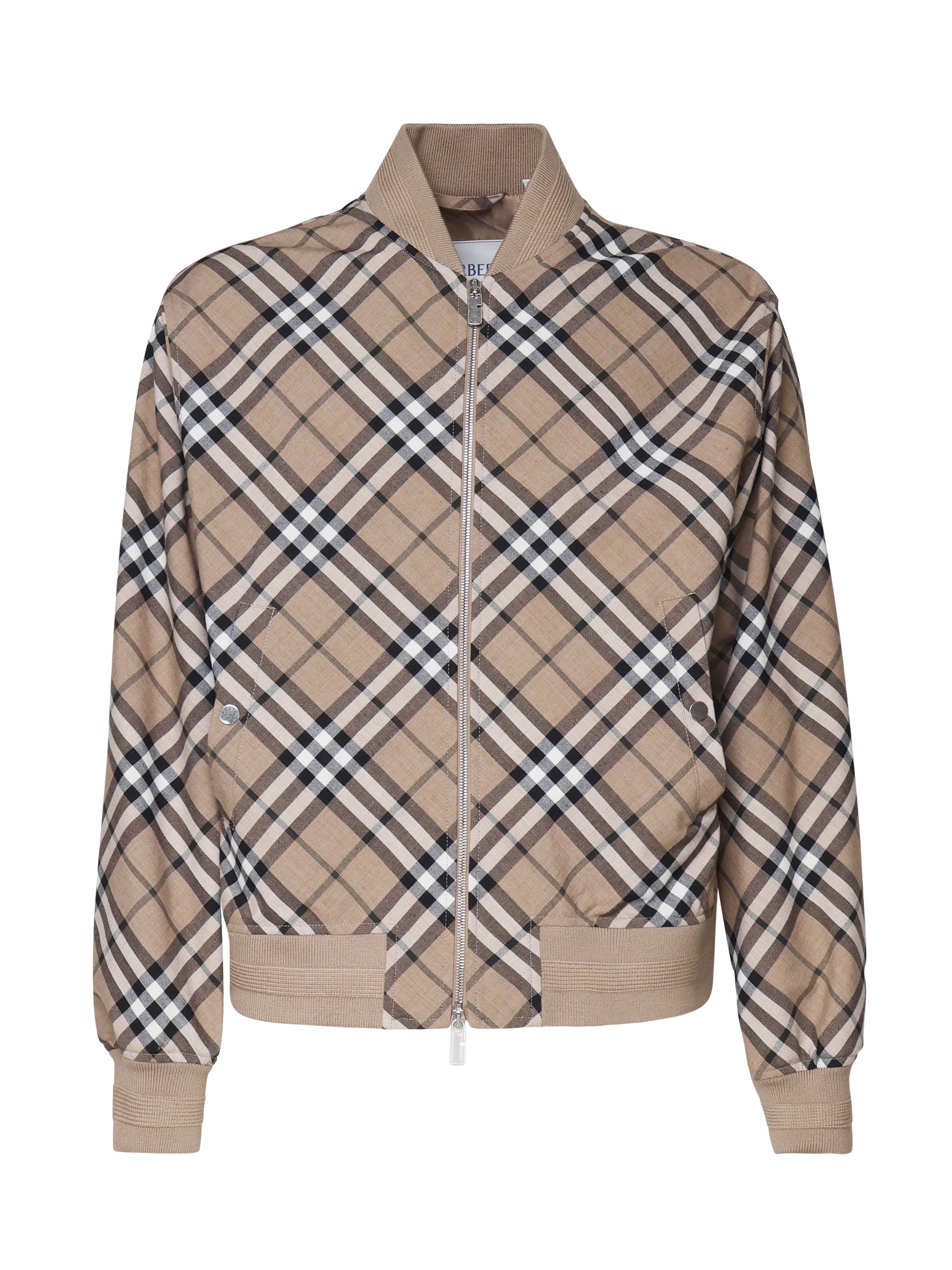 Burberry Coats Beige Vintage Check Virgin Wool Elastane