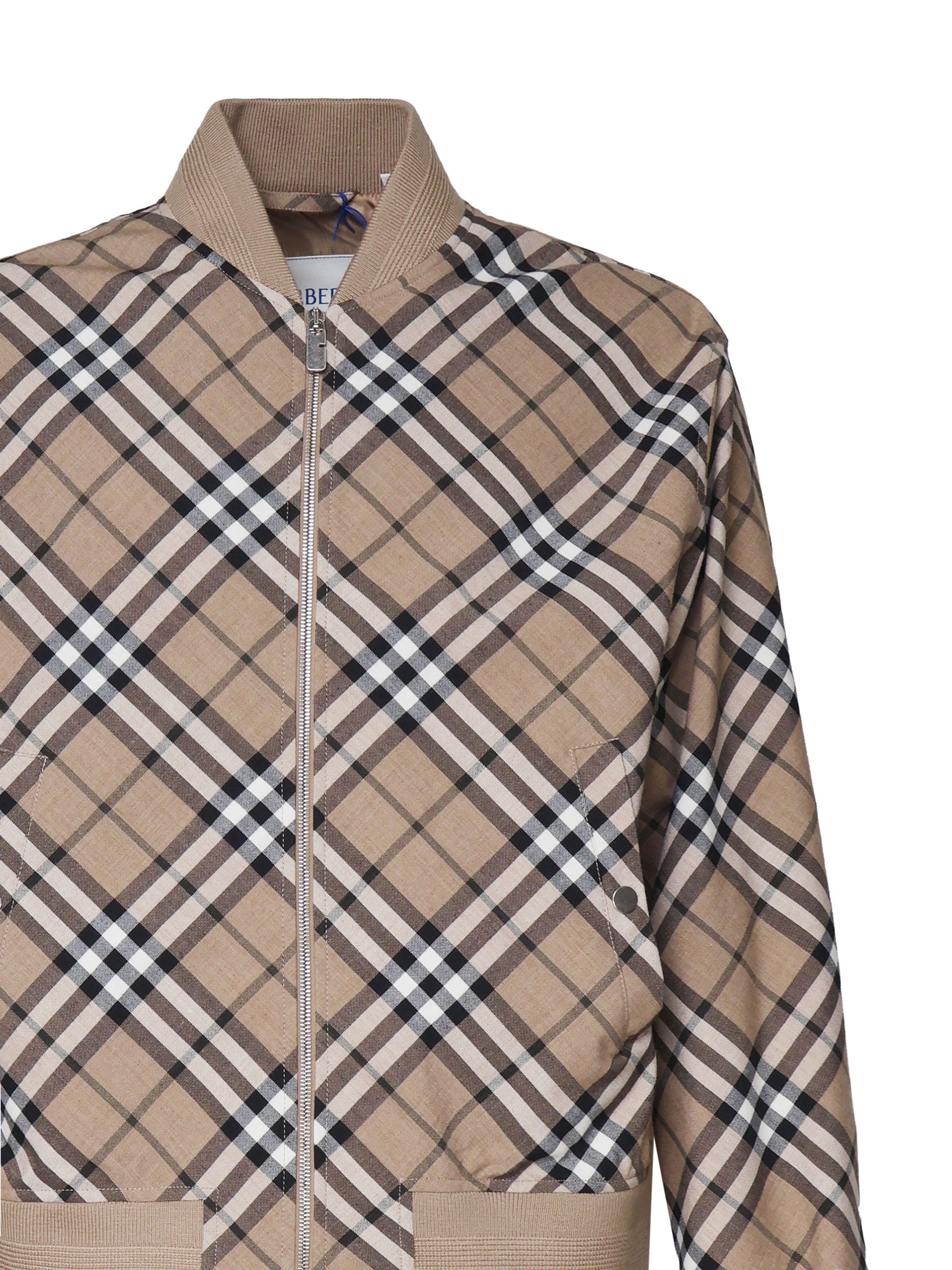 Burberry Coats Beige Vintage Check Virgin Wool Elastane