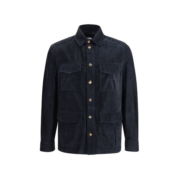 Brunello Cucinelli 100% Calf Leather jacket in navy