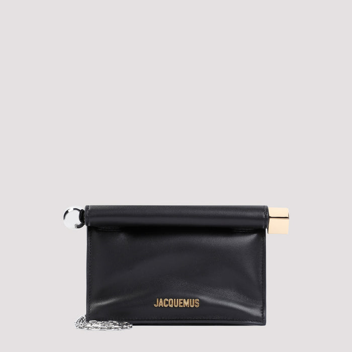 La Pochette Rond Carré Black Lamb Leather Bag