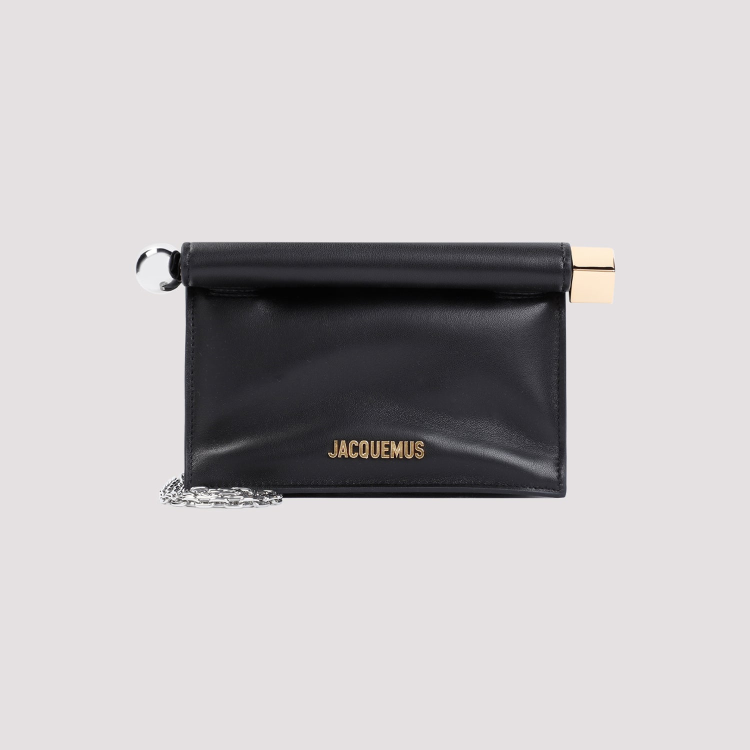 La Pochette Rond Carré Black Lamb Leather Bag