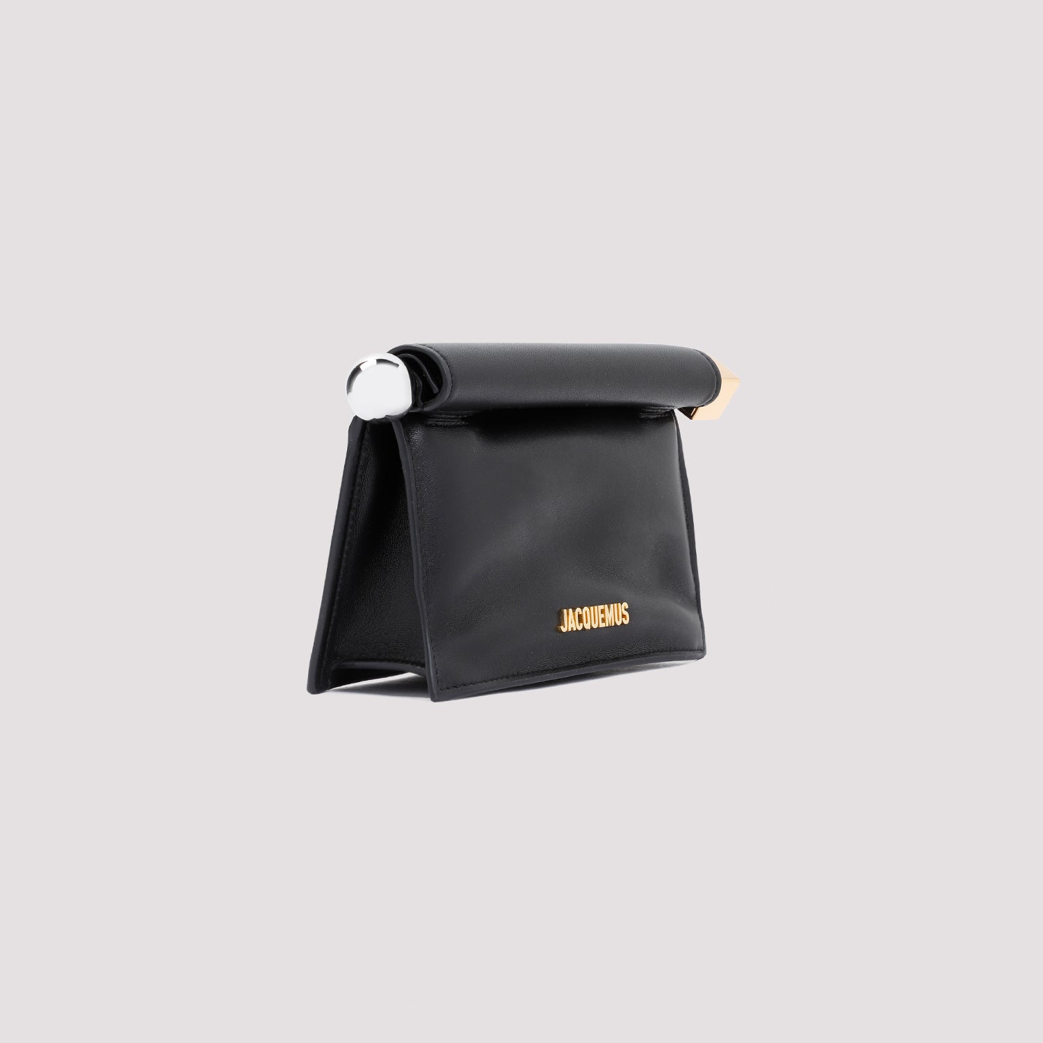 La Pochette Rond Carré Black Lamb Leather Bag