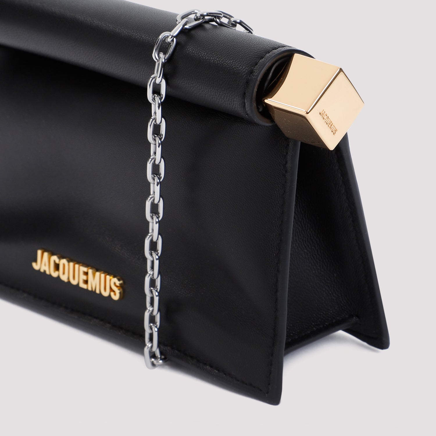 La Pochette Rond Carré Black Lamb Leather Bag