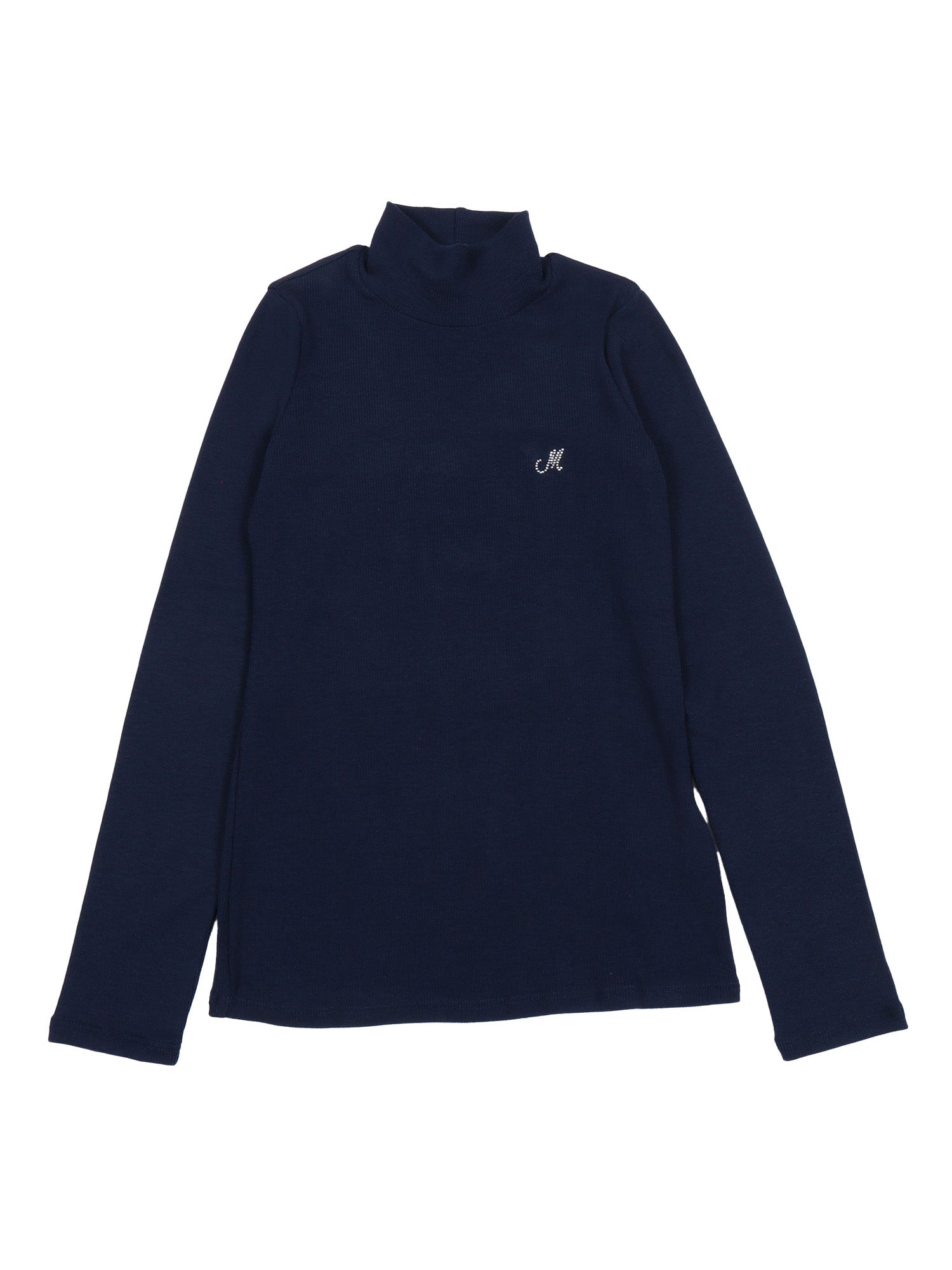 Ribbed High Neck Sweater Blue Viscose Elastane Turtleneck