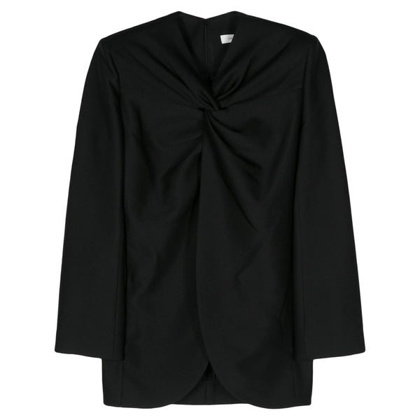 Jacket With Knot Detailing Black Silk: 30. Blouses