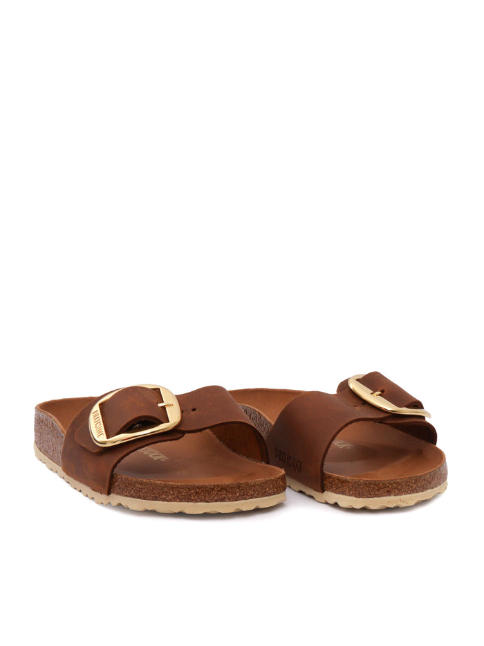 Madrid Big Buckle cognac, Oiled Leather Brown Sole In Eva Sandal