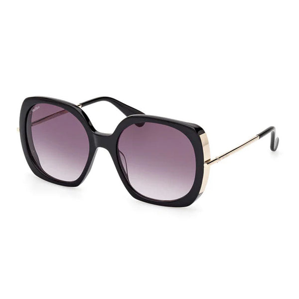 Max Mara Sunglasses Butterfly Full Rim, Shiny Black Frame And Smoke Gradient Lens Mm007901b