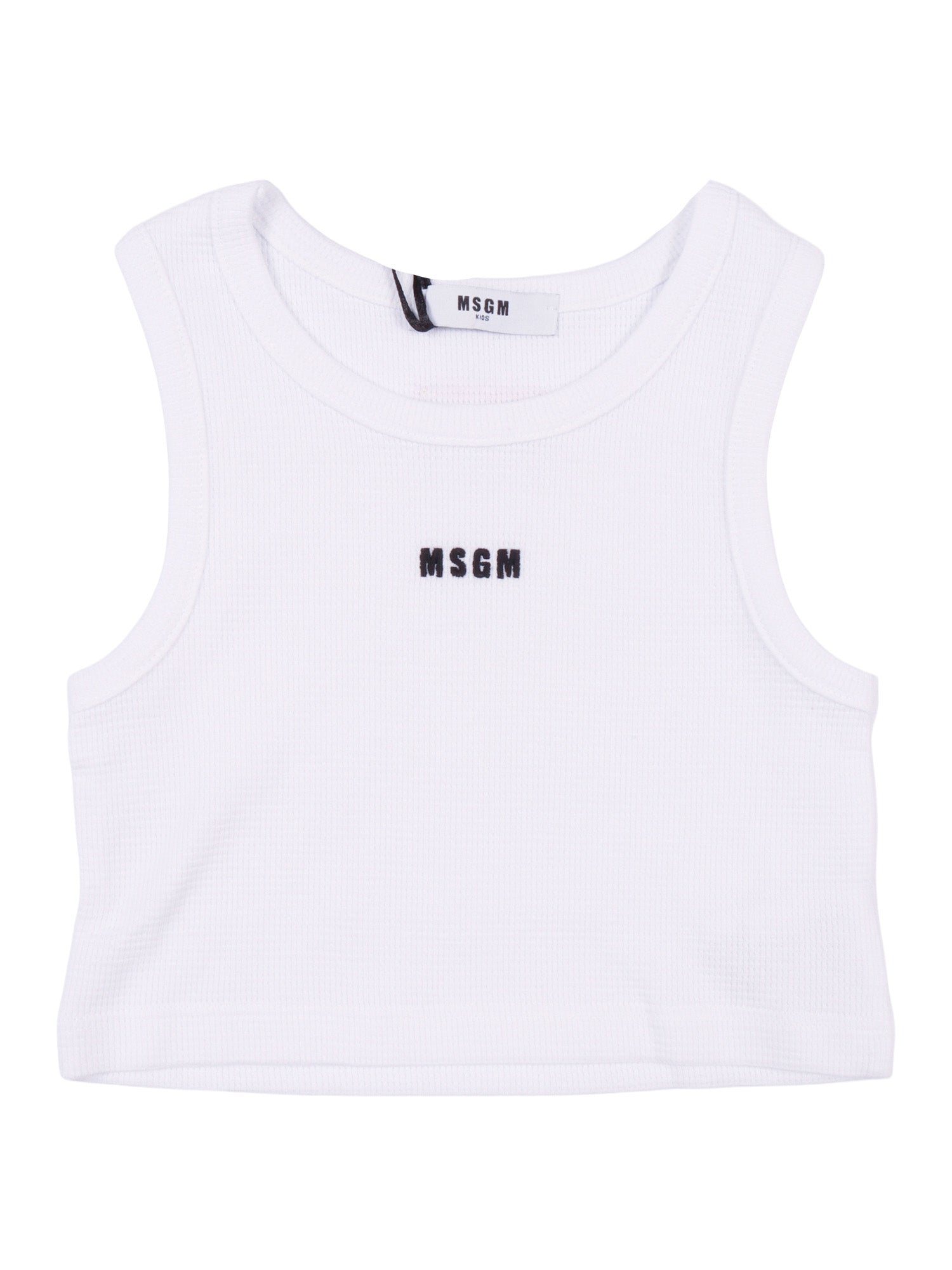 CROPPED WAFFLE TANK TOP GIRL White Cotton