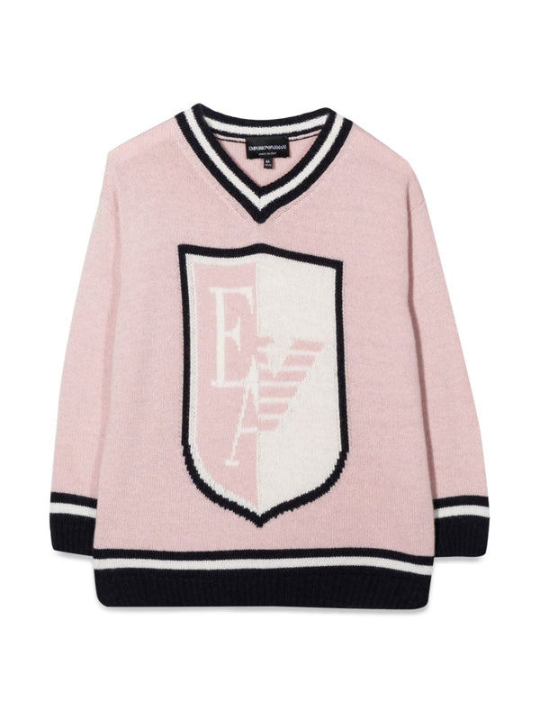 Pullover V-Neck Coat Of Arms Nude Polyamide Jumpers