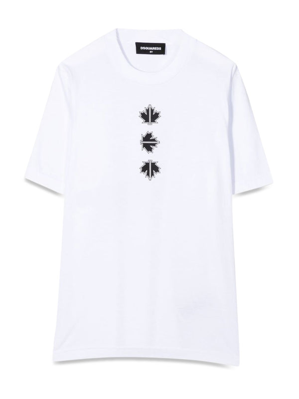 T-Shirt With Leaf Logo White Cotton T-shirts