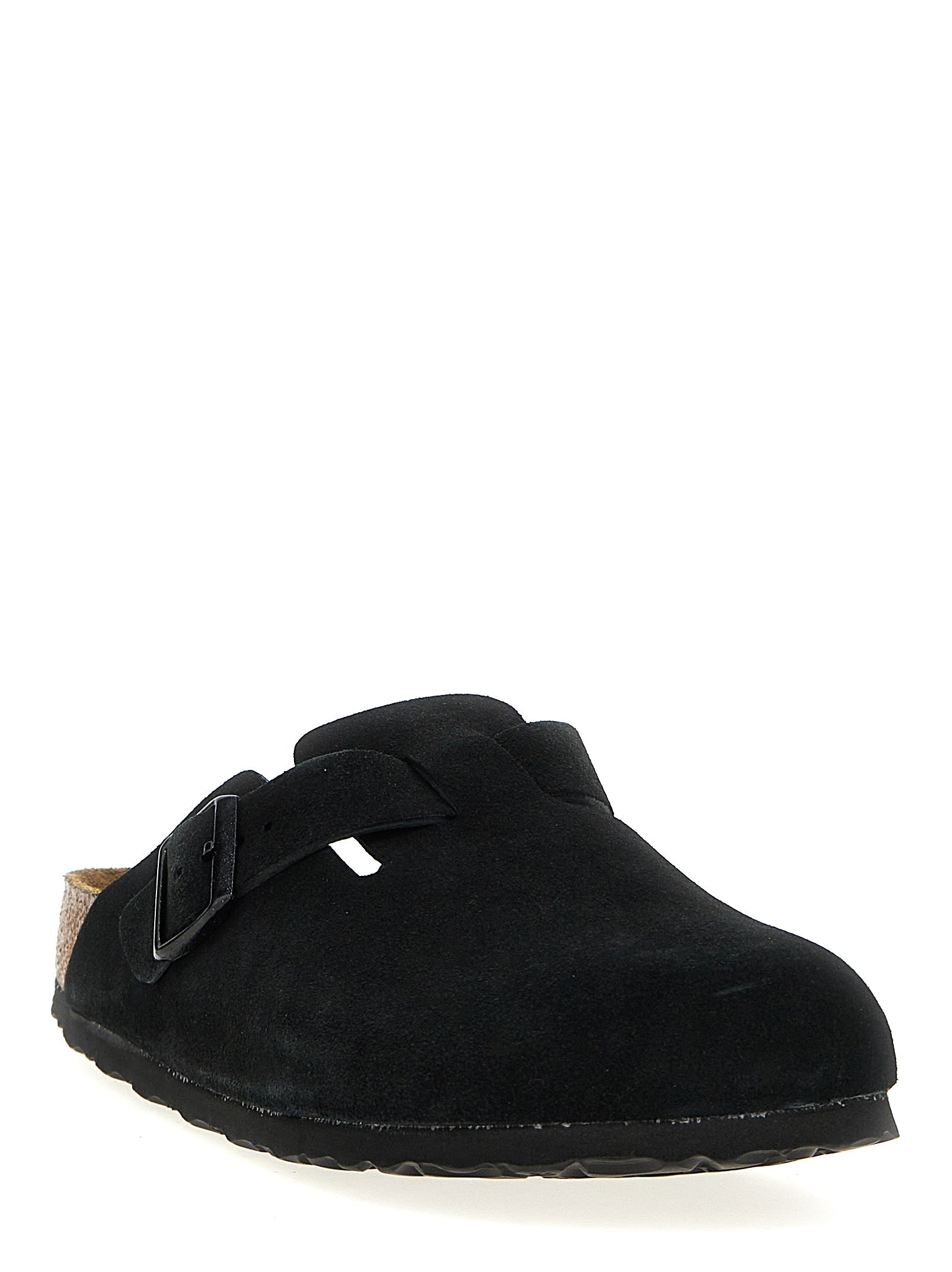 Boston Sabots Black Calfskin Leather (bos Taurus) Flat Shoes