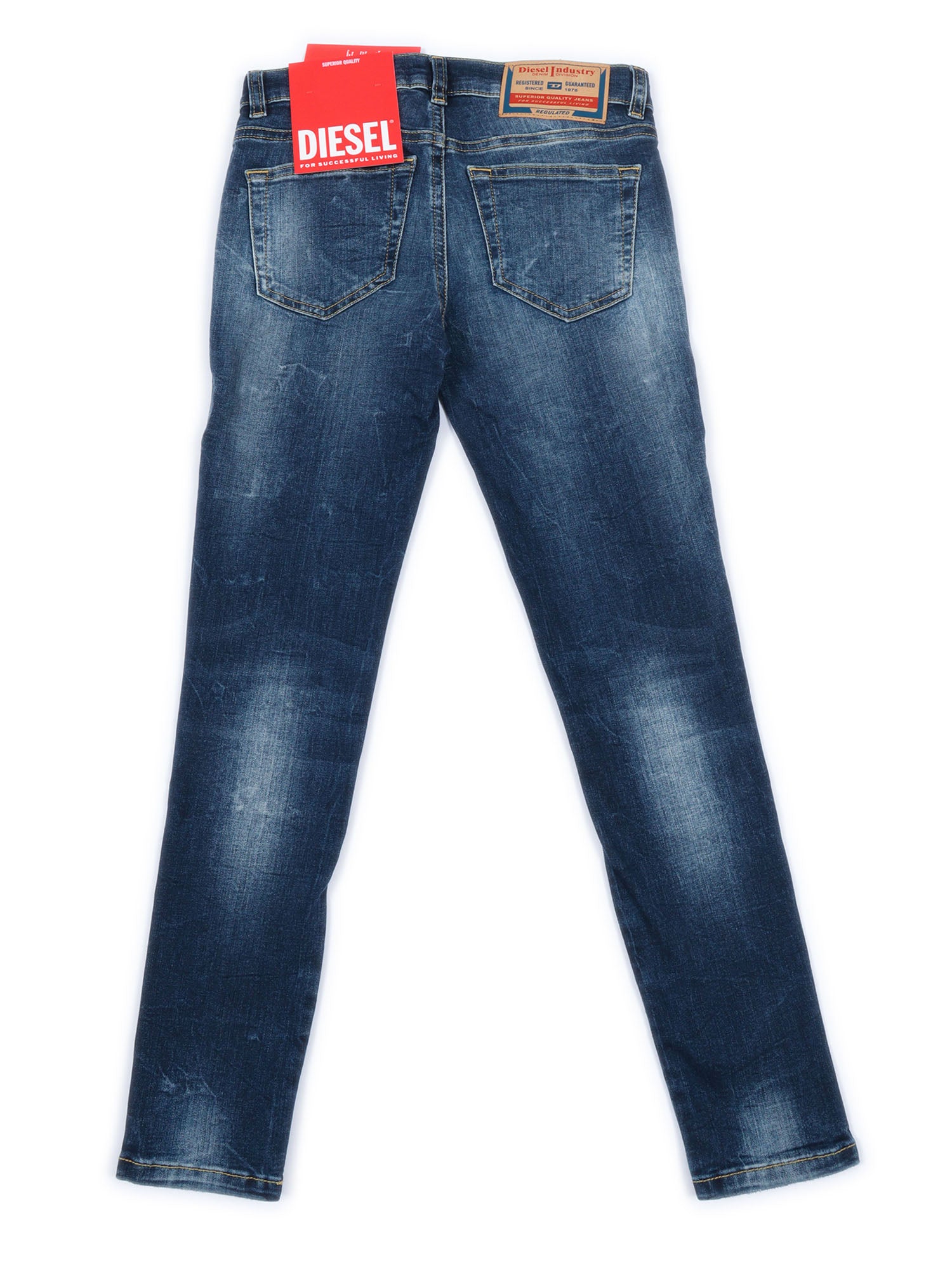 5 Pockets Blue Cotton Polyester Elastane Jean