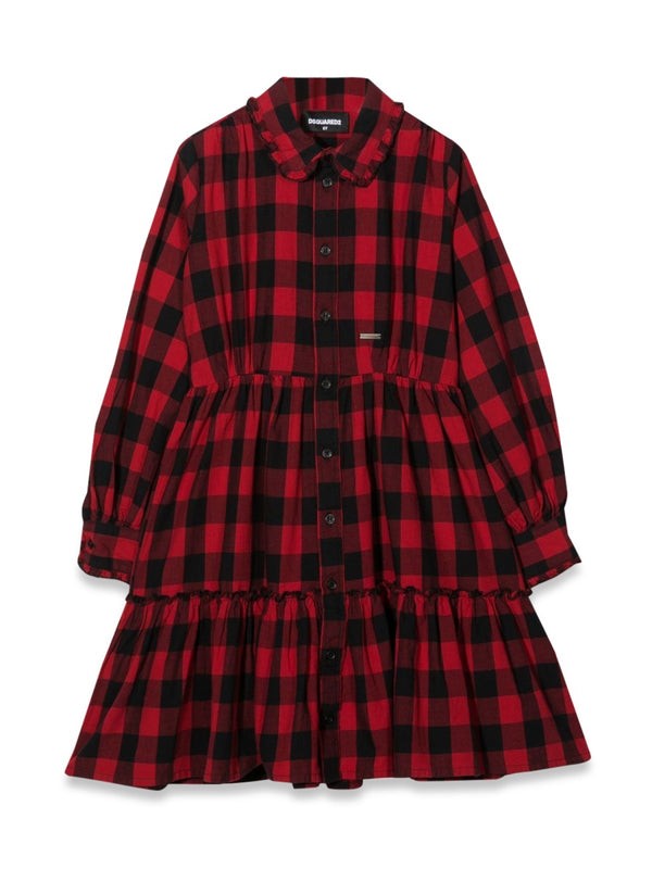 Dress With Buttons And Collar Multicolour Cotton