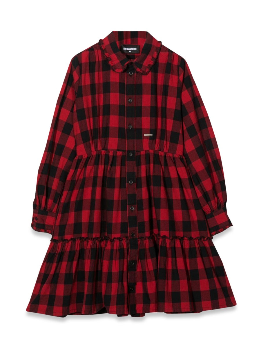 Dress With Buttons And Collar Multicolour Cotton