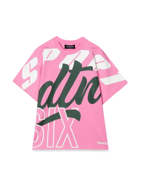 T-Shirt Allover Writing Pink Cotton T-shirts