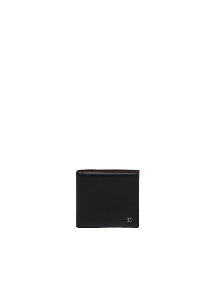 Valentino Garavani Wallets Cocoa Black Calf Leather - Bos Taurus