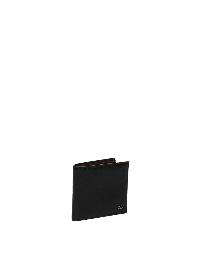 Valentino Garavani Wallets Cocoa Black Calf Leather - Bos Taurus