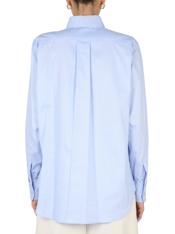 Oxford Shirt With Button Down Collar Azure Cotton