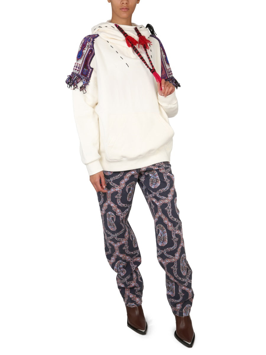 Paisley Denim Pants Multicolour Cotton Jean
