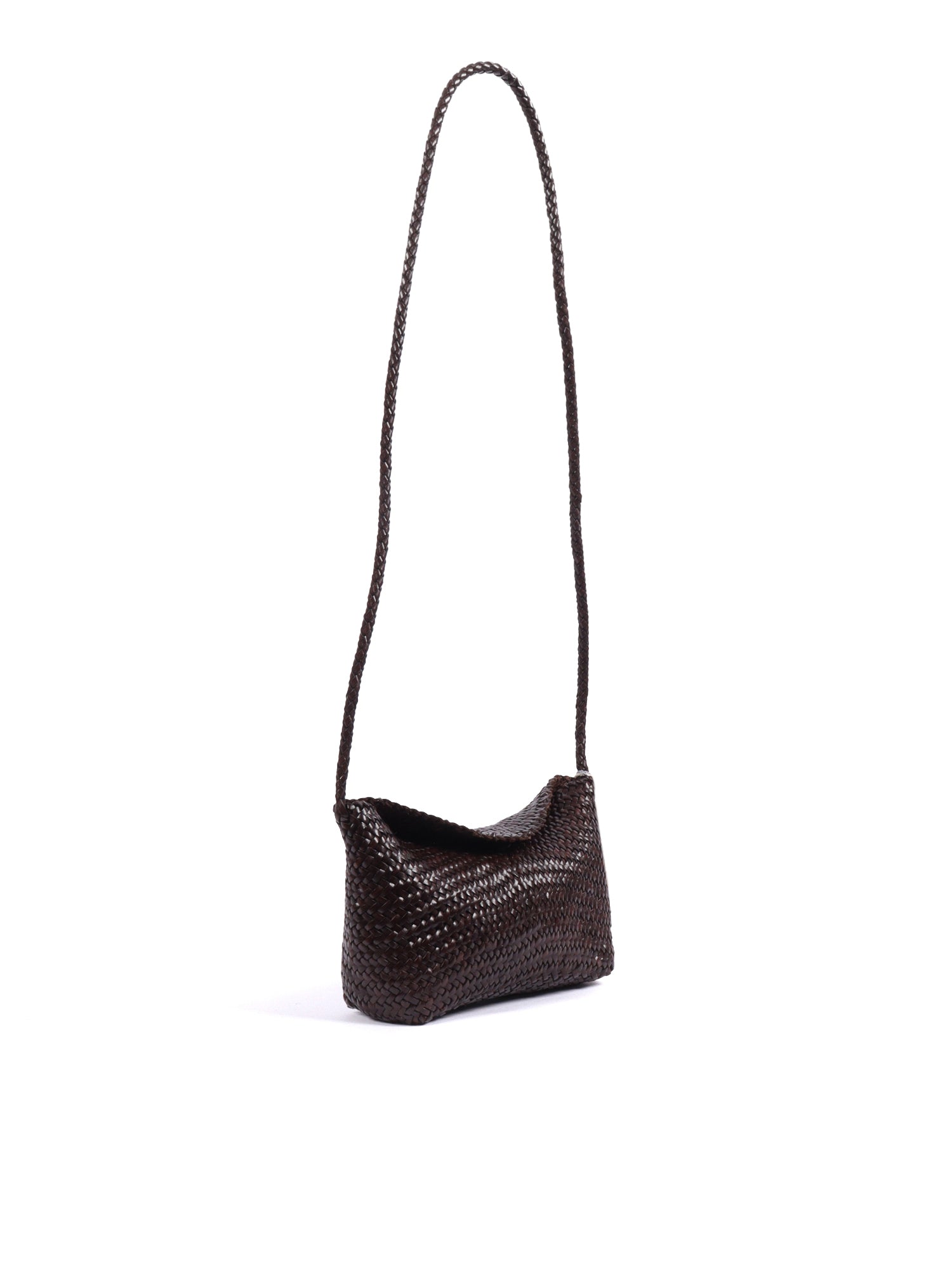 CORSINA DIAGONAL WEAVE Brown Calf Leather Shoulder Bag