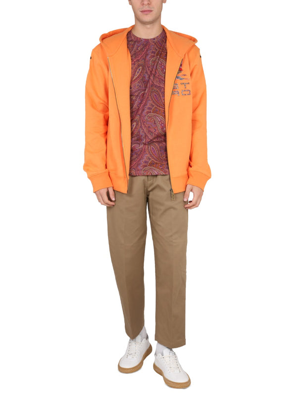 Zip Sweatshirt Orange Cotton Sweatshirts