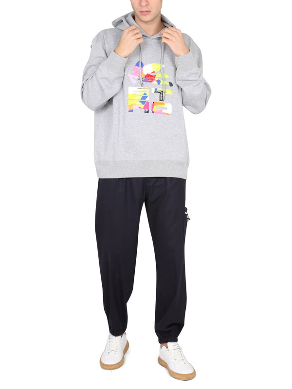 Hoodie With Drawstring Hood Grey Cotton Sweatshirts