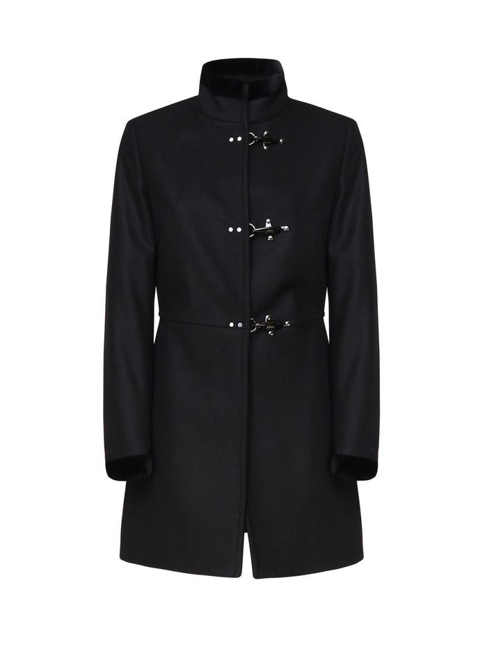 Fay Coats Black Lana Vergine Poliammide