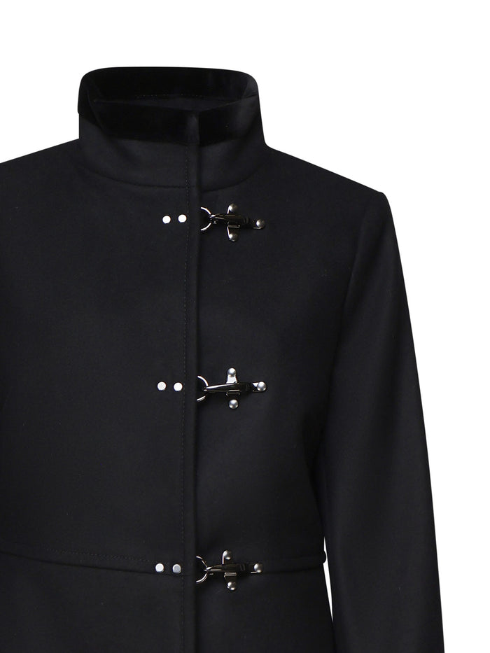 Fay Coats Black Lana Vergine Poliammide