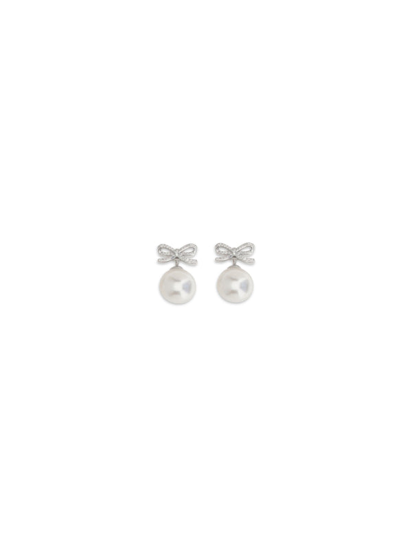 Earrings Crystal Bow Silver Brass