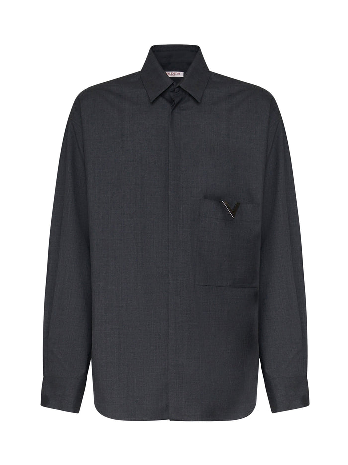 Valentino Garavani Shirts Grey Virgin Wool