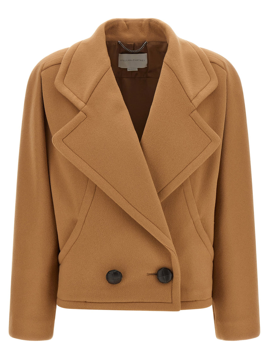 Stella Mccartney Double-Breasted Wool Coat — Camel