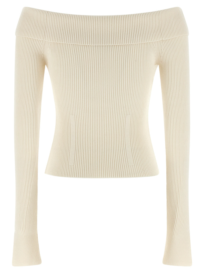 Rebellion Bandeau cardigan Beige Viscose Sweater, Cardigans