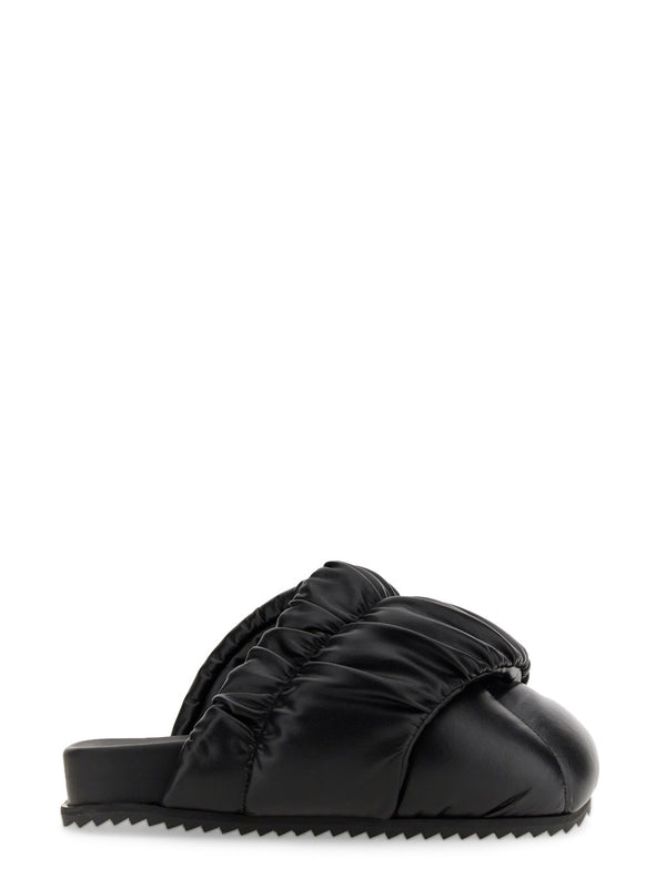 Black Leather Sandal With Tpu Sole Upper