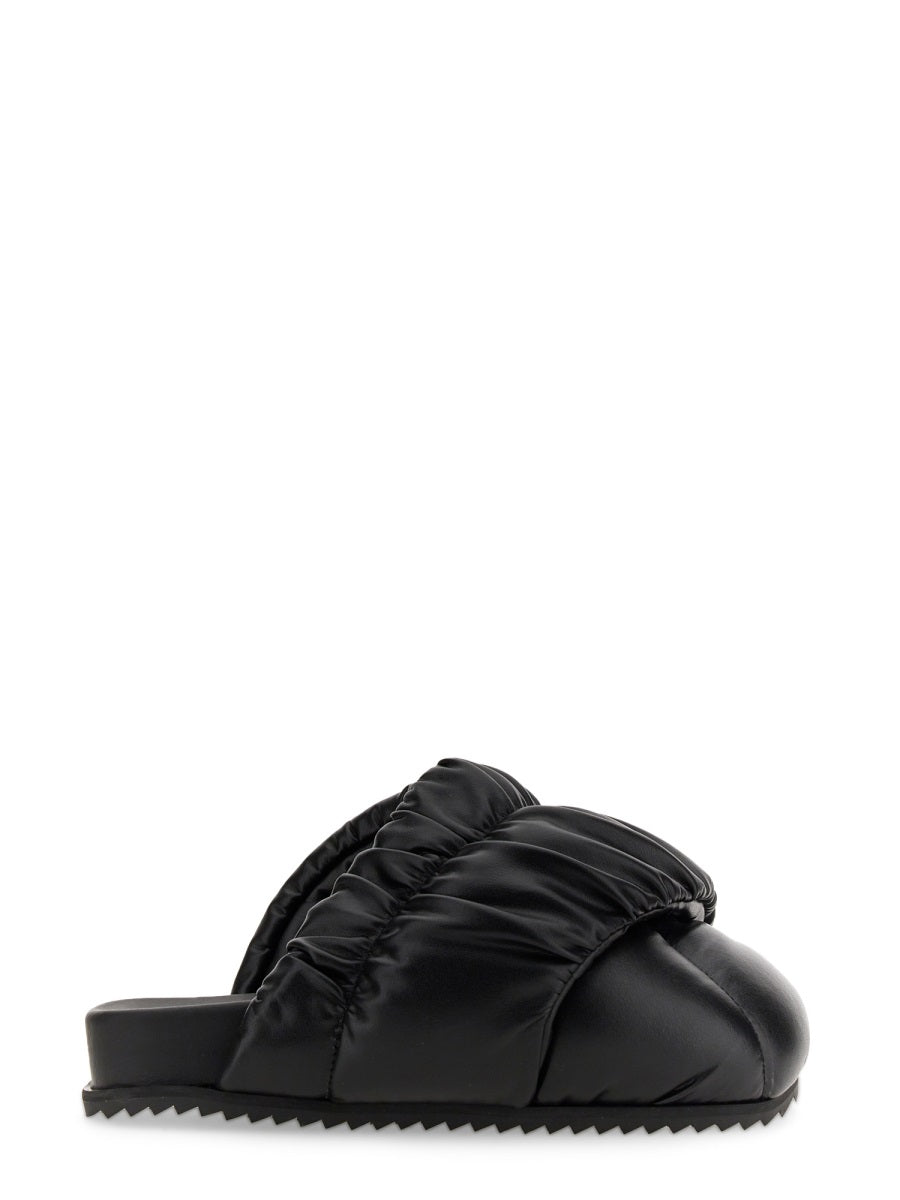 Black Leather Sandal With Tpu Sole Upper