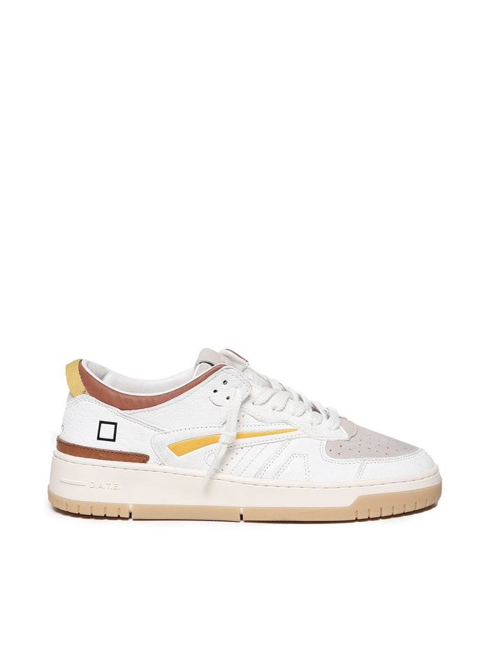 D.a.t.e. Sneakers White, Brown, Mustard Calfskin