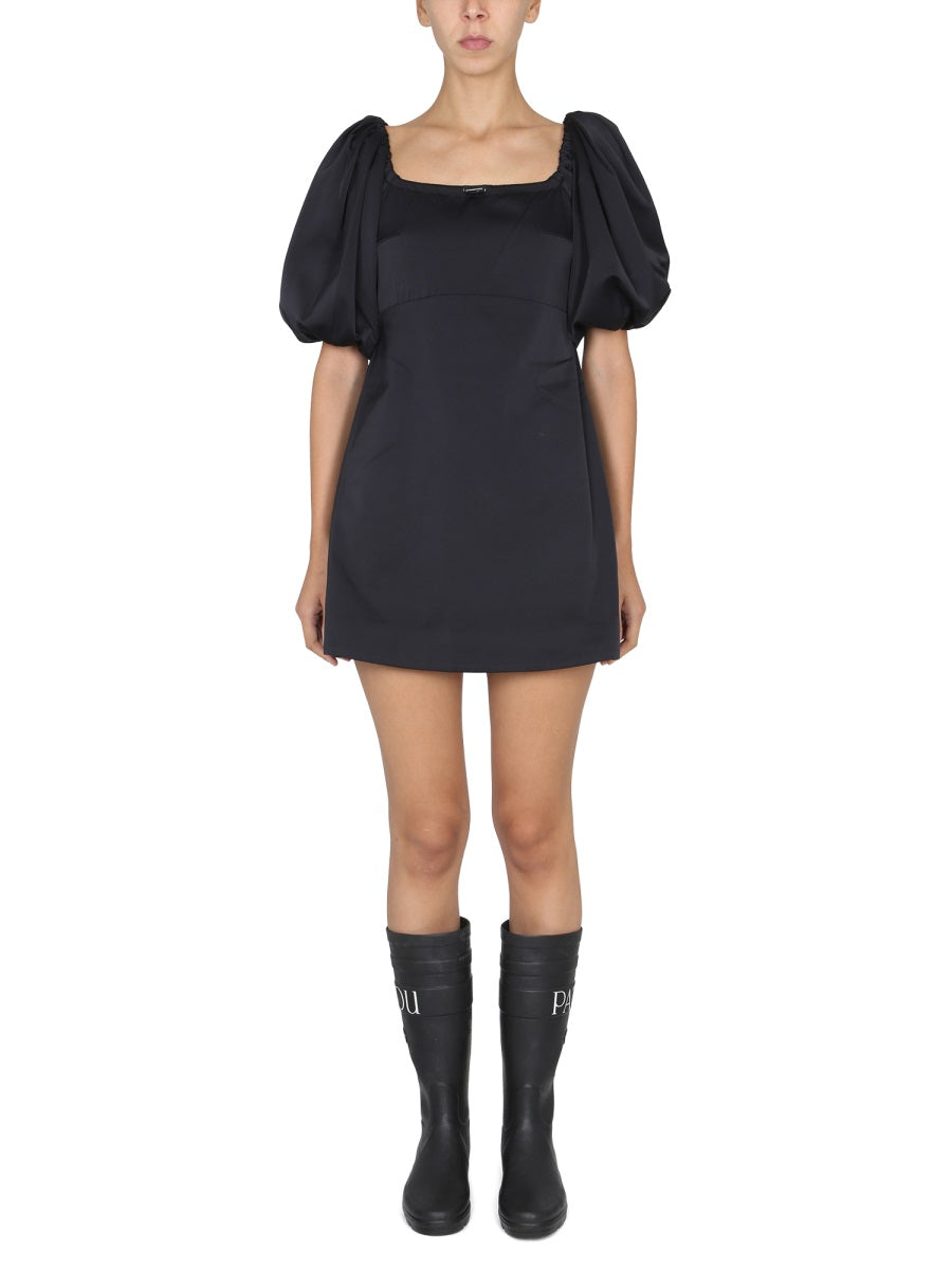 Mini Dress With Balloon Sleeves Black Not Specified