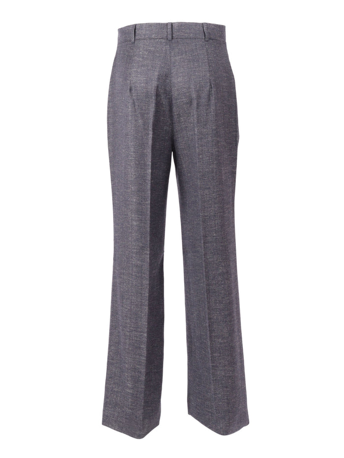 Trousers Blue Virgin Wool Viscose Linen