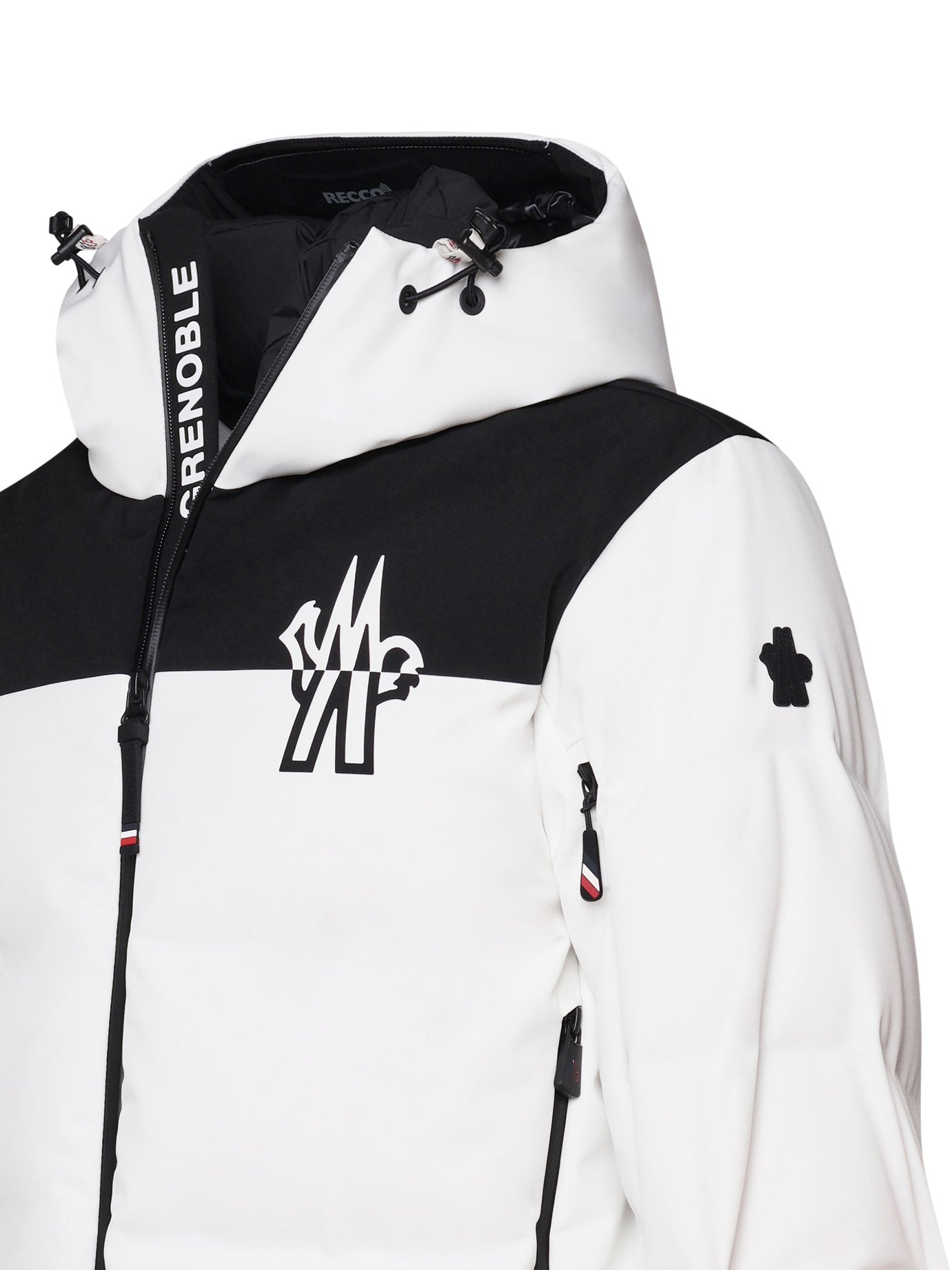 Moncler Coats White, Black Polyamide/nylon + Elastane