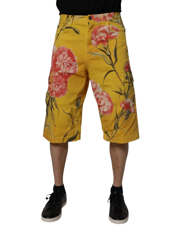 Dolce & Gabbana 100% Cotton bermuda shorts in yellow