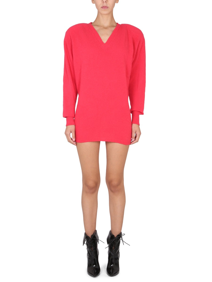 Mini Dress Fuchsia Virgin Wool Cashmere