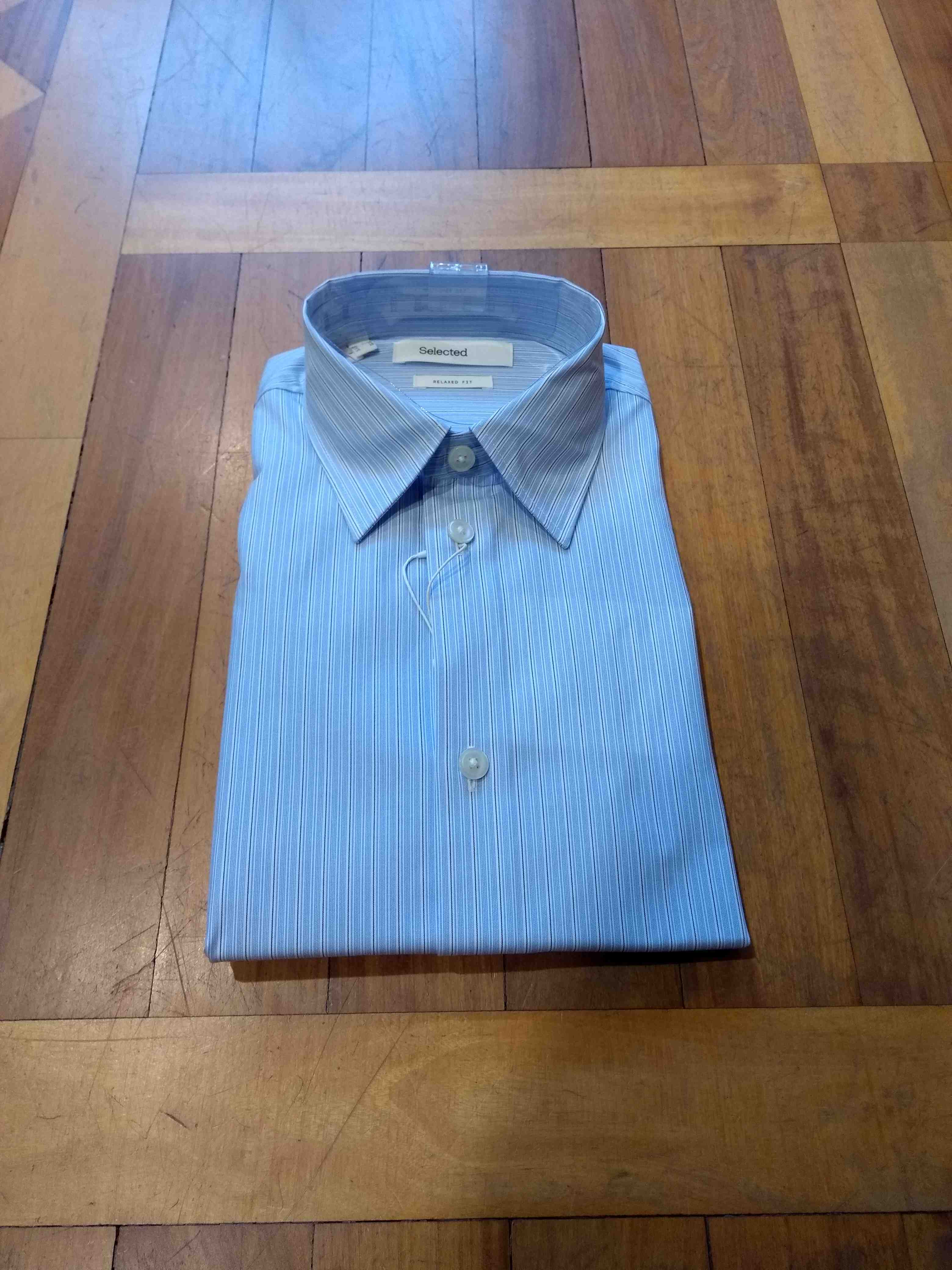 Slhrlxben Stripe Ls Blue Cotton | Shirt