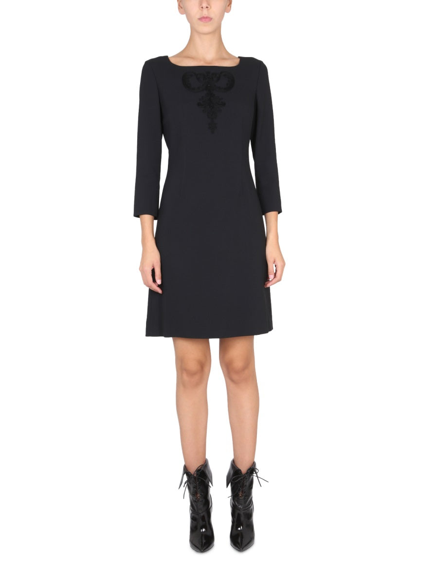 Cady Dress With Concealed Back Zipper Black Acetate Viscose
