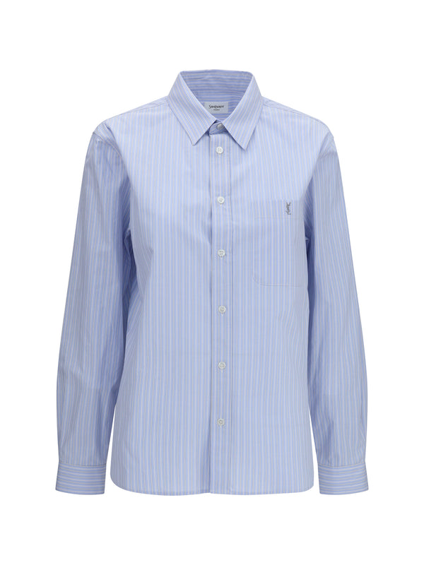 Cassandre Striped Poplin Shirt Bleu/gris Cotton