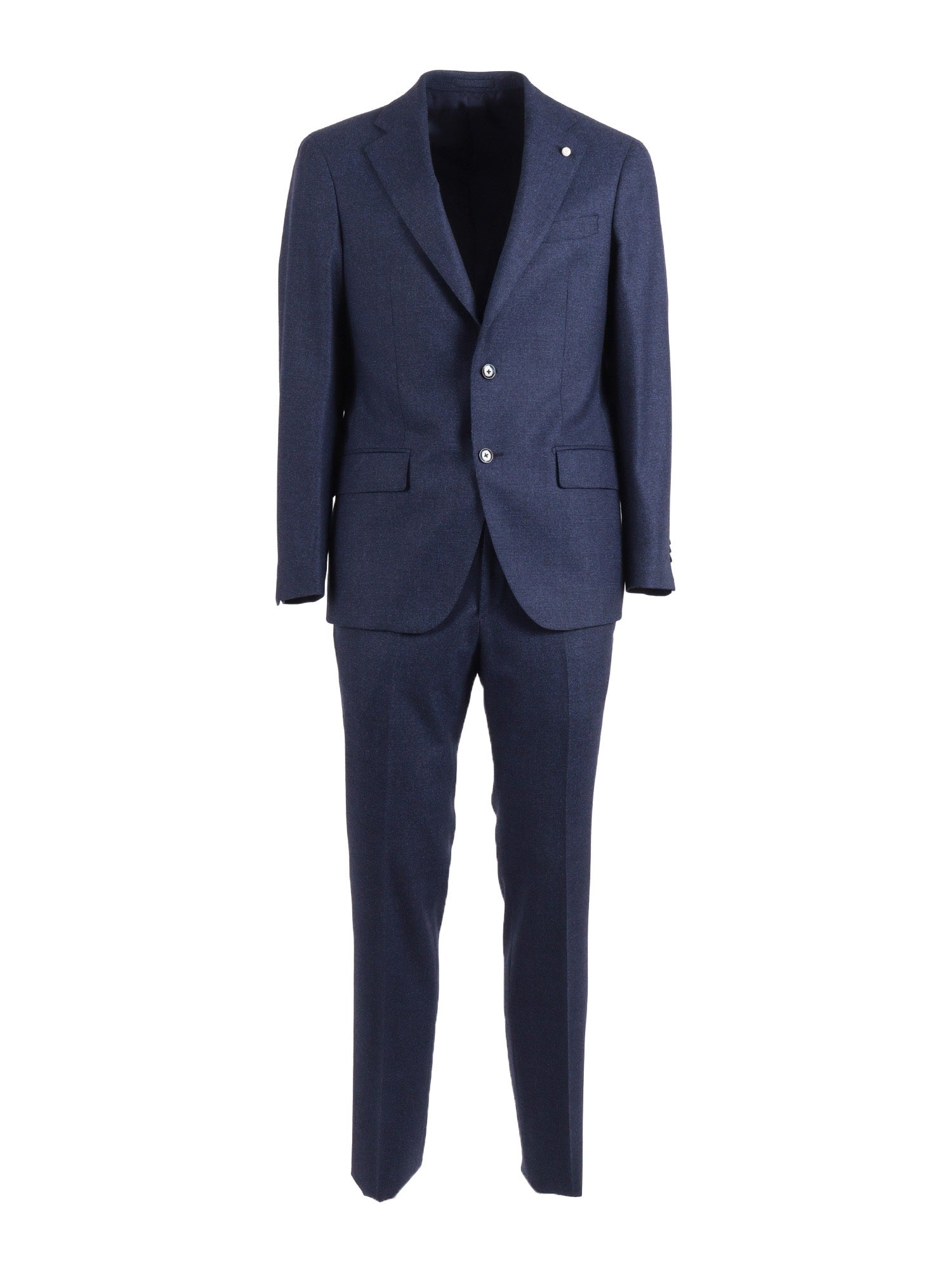 Suit Blue Virgin Wool Lyocell Single Breasted Dress