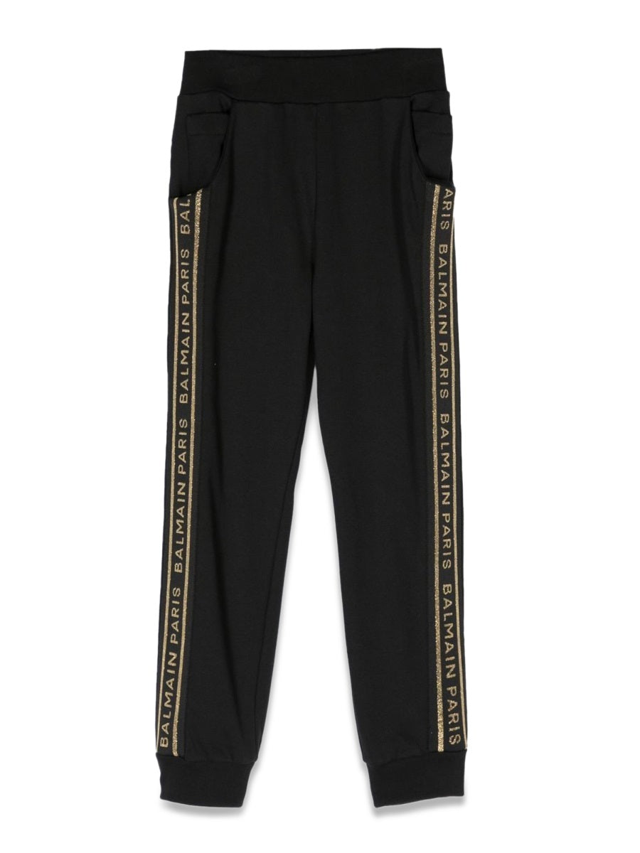 Joggers With Side Logo Band Black Cotton Trousers